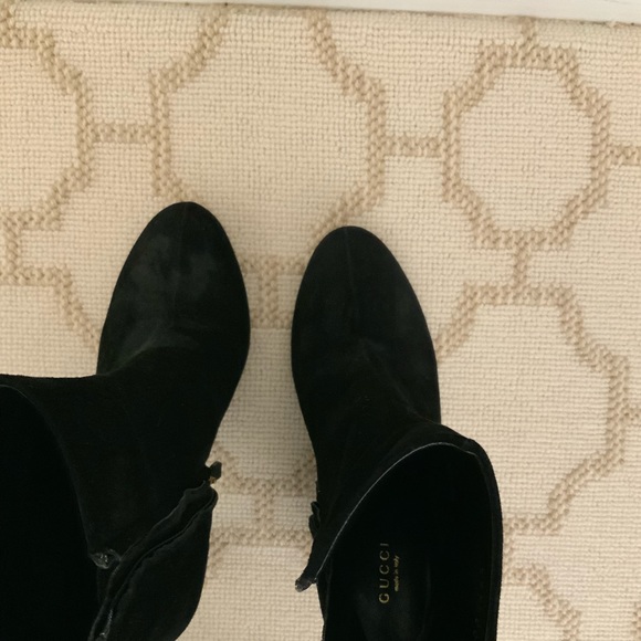 GUCCI - Suade Black Studded Booties - Picture 5 of 5